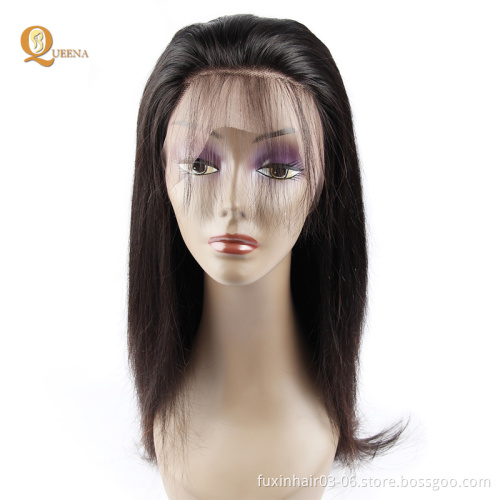 Natural Color Straight 360 Lace Frontal Wigs Preplucked 180% Density Remy Human Hair Wigs